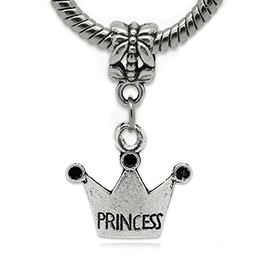 Princess Crown Bead Compatible for Most European Snake Chain Charm Bracelet