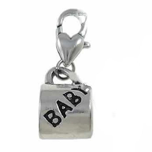 Clip on Baby Cup Charm Dangle Pendant for European Clip on Charm Jewelry w/ Lobster Clasp