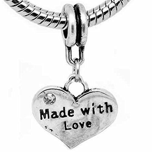 Made with Love Heart European Bead Compatible for Most European Snake Chain Bracelet - Sexy Sparkles Fashion Jewelry - 1