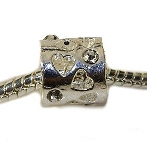 Hearts with  Rhinestone Crystals European Bead Compatible for Most European Snake Chain Bracelet - Sexy Sparkles Fashion Jewelry - 1