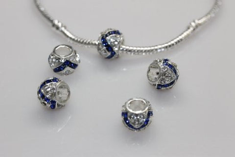Clear and Royal Blue  Crystal Charm Bead for snake charm Bracelet - Sexy Sparkles Fashion Jewelry - 2
