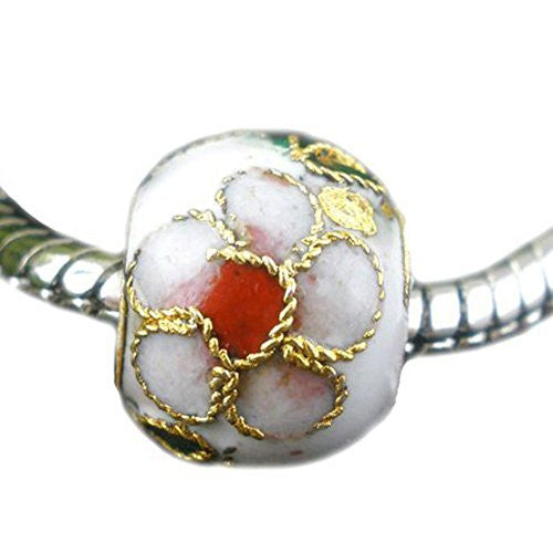 White,Gold, Red   Cloisonne Charm Compatible with European Snake Chain Charm Bracelet - Sexy Sparkles Fashion Jewelry
