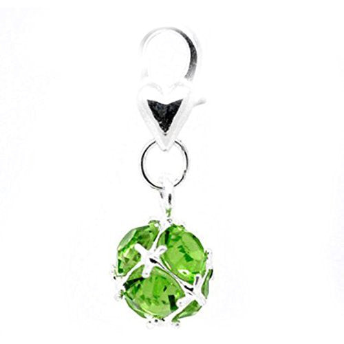 August Birthstone Dangle Charm Pendant for European Clip on Charm Jewelry w/ Lobster Clasp