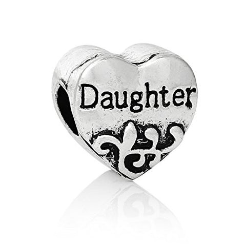 Family Heart Bead Compatible for Most European Snake Chain Bracelet (Daughter) - Sexy Sparkles Fashion Jewelry - 1