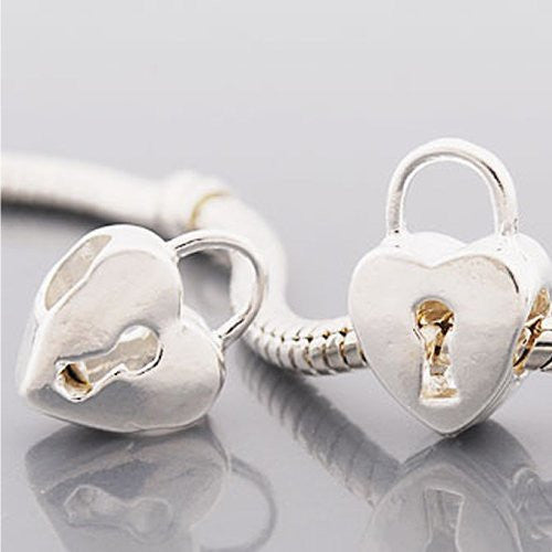 Heart Shaped Lock Beads For Snake Chain Charm Bracelet - Sexy Sparkles Fashion Jewelry