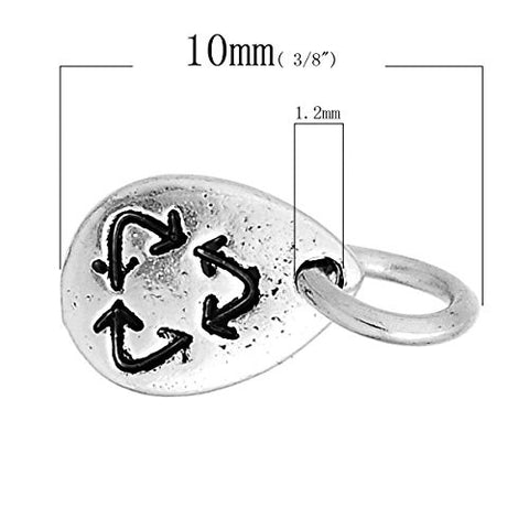 Recycling Symbol Charm Pendant Bead for Necklaces - Sexy Sparkles Fashion Jewelry - 2