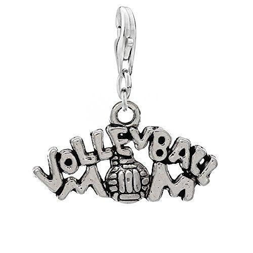 Volleyball Mom Clip On For Bracelet Charm Pendant for European Charm Jewelry w/ Lobster Clasp - Sexy Sparkles Fashion Jewelry