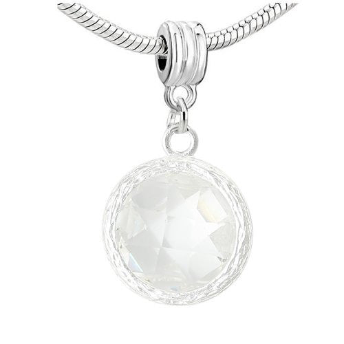 Round Rhinestone Birthstone Charms for Snake Chain Charm Bracelet (April) - Sexy Sparkles Fashion Jewelry