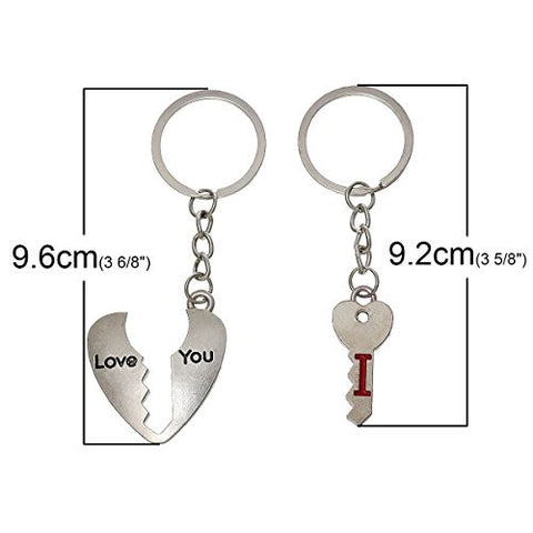2 Piece I love you Silver Tone Love You Set Key Chain for Couples - Sexy Sparkles Fashion Jewelry - 3