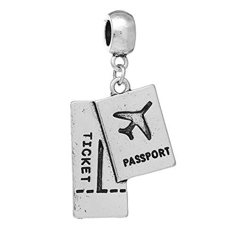 Vacation Passport Dangle Charm European Bead Compatible for Most European Snake Chain Bracelet - Sexy Sparkles Fashion Jewelry - 1