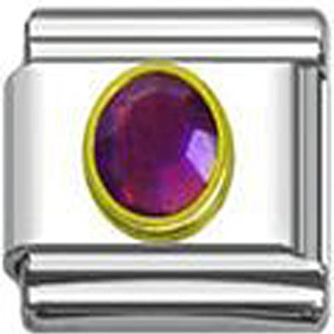 February Birthstone Italian Charm with Gold Tone Frame - Sexy Sparkles Fashion Jewelry - 1