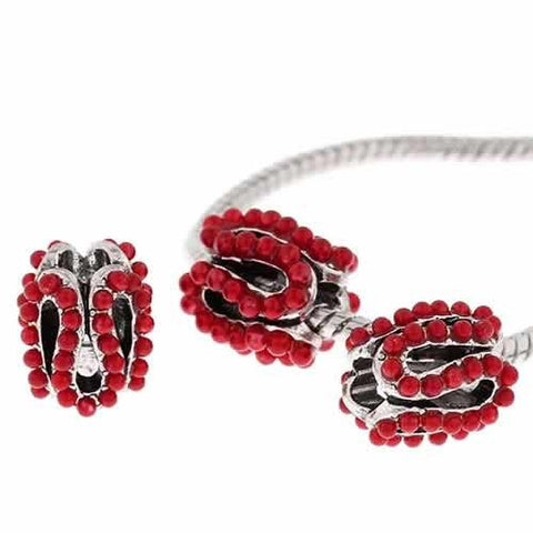 S Pattern Charm Bead with Red Acrylic Balls For Snake Chain Bracelet - Sexy Sparkles Fashion Jewelry - 2