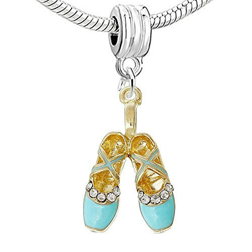 Light Blue Ballerina Ballet Shoes European Bead Compatible for Most European Snake Chain Bracelet - Sexy Sparkles Fashion Jewelry