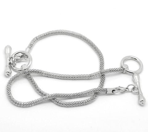7.5" Silver Tone Toggle Clasp European Charm Bracelet - Sexy Sparkles Fashion Jewelry - 3