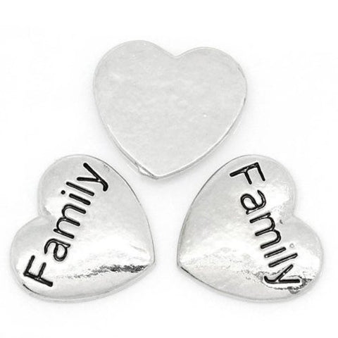 Family on Heart Floating Charms For Glass Living Memory Lockets - Sexy Sparkles Fashion Jewelry - 2