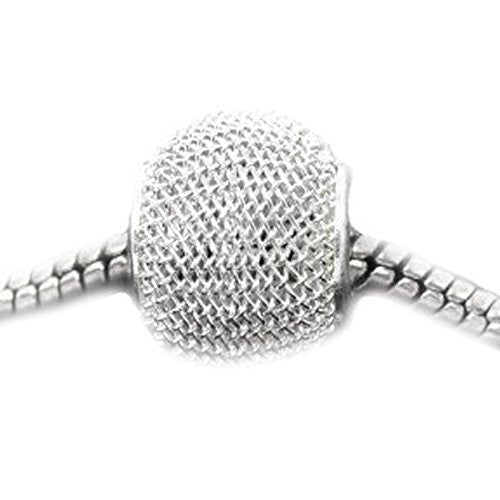 Silver Tone Mesh Spacer Bead Fits Pandora Troll Chamilia Biagi Bracelet