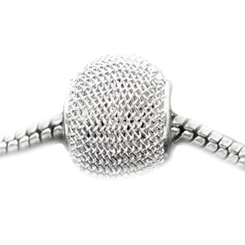 Silver Tone Mesh Spacer Bead Fits Pandora Troll Chamilia Biagi Bracelet - Sexy Sparkles Fashion Jewelry - 1