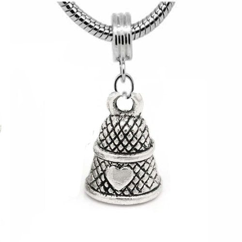 Temple Bell w/ Heart Charm Dangle European Bead Compatible for Most European Snake Chain Charm Bracelet - Sexy Sparkles Fashion Jewelry
