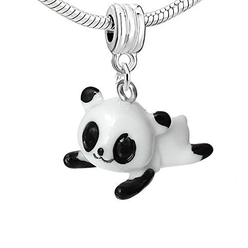 Laying down Panda Bear Resin Charm Bead Compatible for Most European Snake Chain Bracelet
