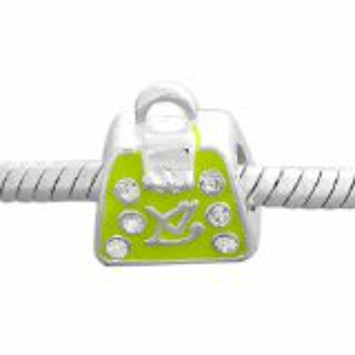 Handbag W/clear Cz Charm Bead for Snake Chain Bracelets - Sexy Sparkles Fashion Jewelry