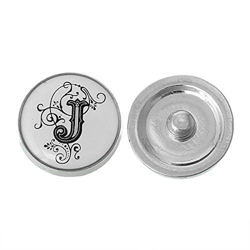 Alphabet Letter J Chunk Snap Button Pendant Fits Snaps Chunk Bracelet - Sexy Sparkles Fashion Jewelry - 1