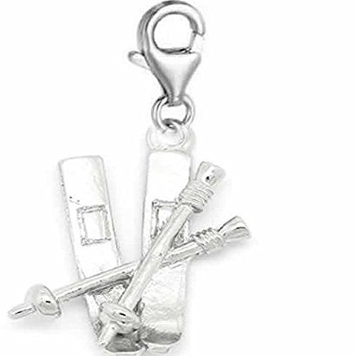 Snow Skis and Poles Clip On Pendant for European Charm Jewelry w/ Lobster Clasp - Sexy Sparkles Fashion Jewelry - 1