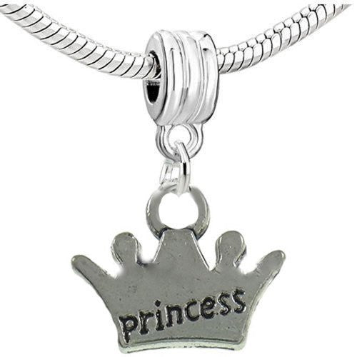 Princess Crown Bead Compatible for Most European Snake Chain BraceletDangle For Snake Chain Charm Bracelet