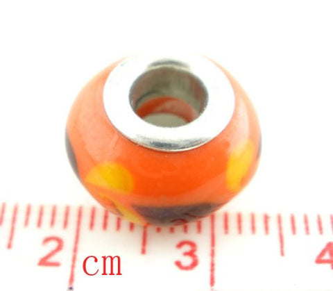 Ten Orange Glass Lampwork Beads for Snake Chain Charm Bracelet - Sexy Sparkles Fashion Jewelry - 3