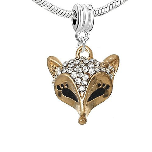 Fox Charm with Clear Crystals for Snake Chain Charm Bracelet