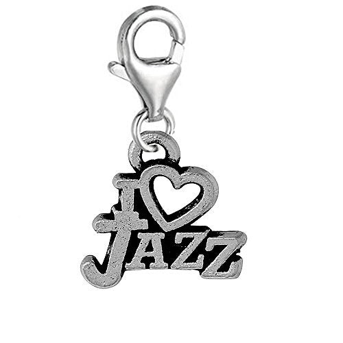 I Love Jazz Clip on Pendant Charm for Bracelet or Necklace - Sexy Sparkles Fashion Jewelry