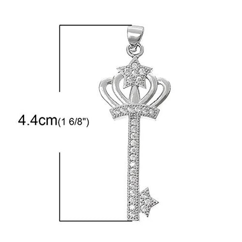 Princess Crown Key Charm Pendant For Necklace - Sexy Sparkles Fashion Jewelry - 3