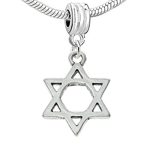 Jewish Star of David European Bead Compatible for Most European Snake Chain Bracelet
