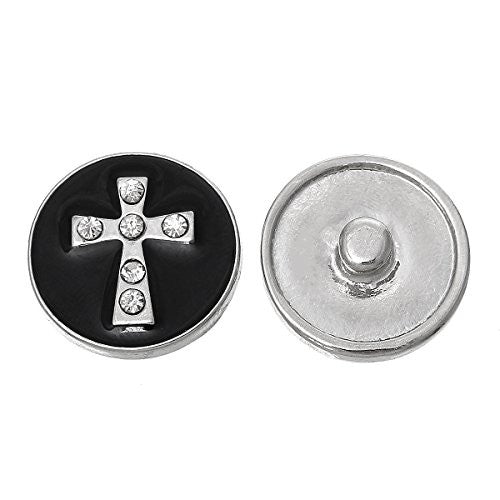 Chunk Snap Jewelry Button Cross Silver Tone Fit Chunk Bracelet Clear Rhinestone - Sexy Sparkles Fashion Jewelry