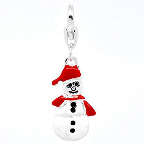 Clip on Christmas Snowman Charm for European Jewelry w/ Lobster Clasp - Sexy Sparkles Fashion Jewelry - 1