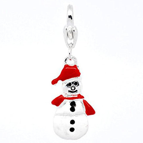 Clip on Christmas Snowman Charm for European Jewelry w/ Lobster Clasp - Sexy Sparkles Fashion Jewelry - 1
