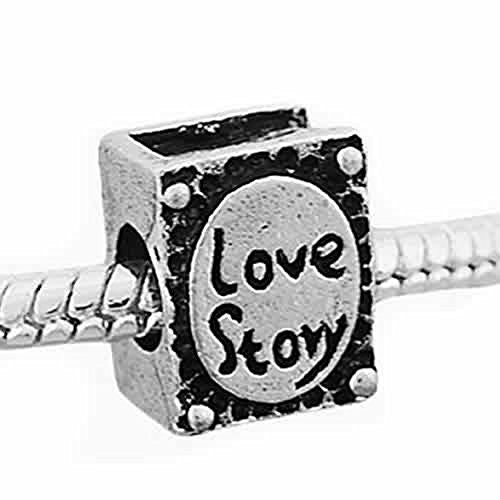 Love Story Book Bead Charm Spacer for European Snake Chain Charm Bracelet
