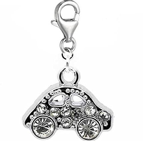 Rhinestone Clip on Car Dangle Charm Pendant for European Clip on Charm Jewelry w/ Lobster Clasp - Sexy Sparkles Fashion Jewelry