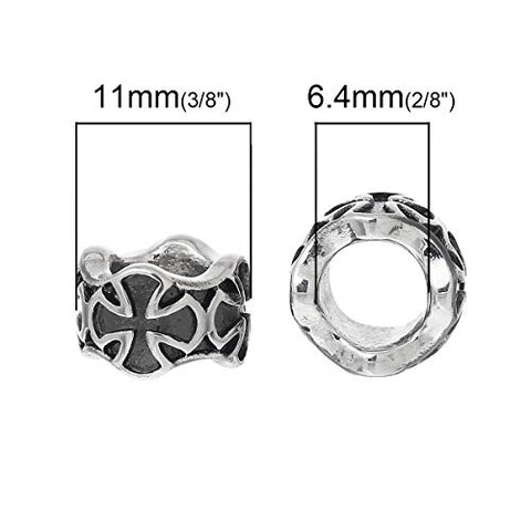 Silver Tone Religious Cross Pattern Charm Spacer European Bead Compatible for Most European Snake Chain Bracelet - Sexy Sparkles Fashion Jewelry - 3