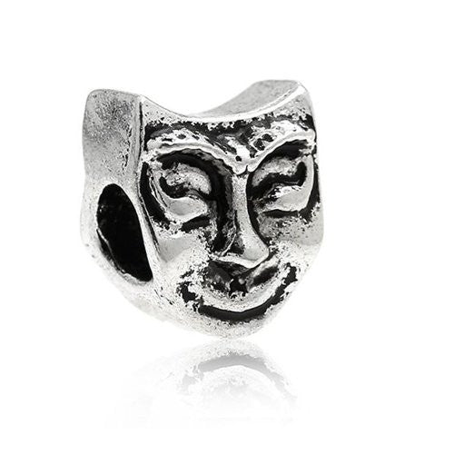 Theatre Drama Mask Bead Spacer For Snake Chain Charm Bracelet - Sexy Sparkles Fashion Jewelry - 1