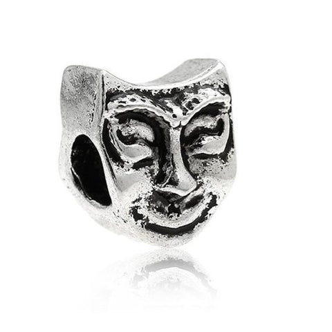 Theatre Drama Mask Bead Spacer For Snake Chain Charm Bracelet - Sexy Sparkles Fashion Jewelry - 1