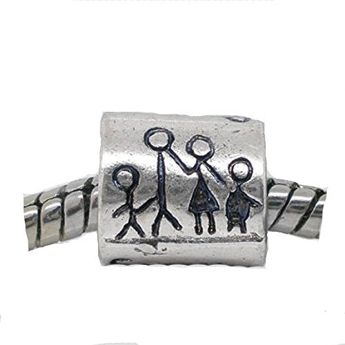 Family Mom, Dad and Kids Charm European Bead Compatible for Most European Snake Chain Bracelet