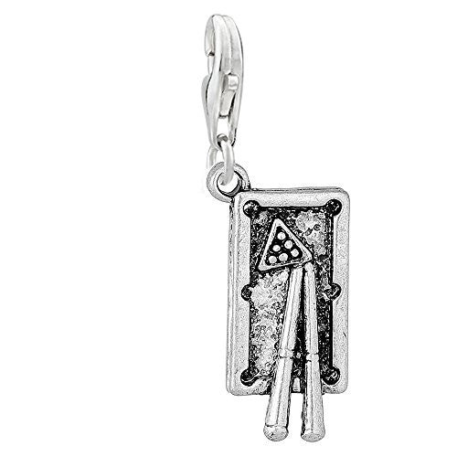 Billiard Pool Table Clip on Pendant Charm for Bracelet or Necklace - Sexy Sparkles Fashion Jewelry