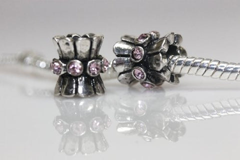 Light Pink  Crystals European Bead Compatible for Most European Snake Chain Charm Bracelet - Sexy Sparkles Fashion Jewelry - 2