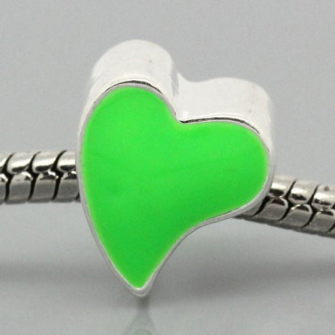 Love Heart Charm Green Bead for European Snake Chain charm bracelet - Sexy Sparkles Fashion Jewelry - 4