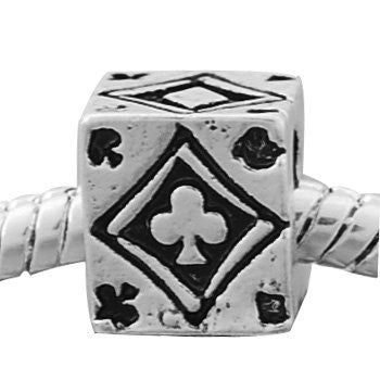 Card Suit Cube charm European Bead Compatible for Most European Snake Chain Bracelet - Sexy Sparkles Fashion Jewelry - 2