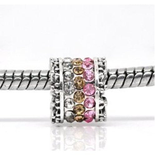 Beautiful  Rhinestone Multi  Charm European Bead Compatible for Most European Snake Chain Bracelet - Sexy Sparkles Fashion Jewelry