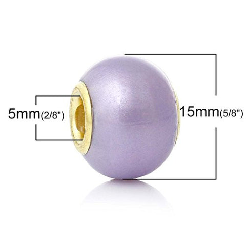 Five (5) Purple Lampwork Murano Glass European Beads Compatible with European Snake Chain Bracelet - Sexy Sparkles Fashion Jewelry - 2