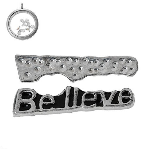 Floating Charms for Glass Living Memory Locket Pendant and Stainless Steel Back Plate (Believe Floating Charm) - Sexy Sparkles Fashion Jewelry - 2