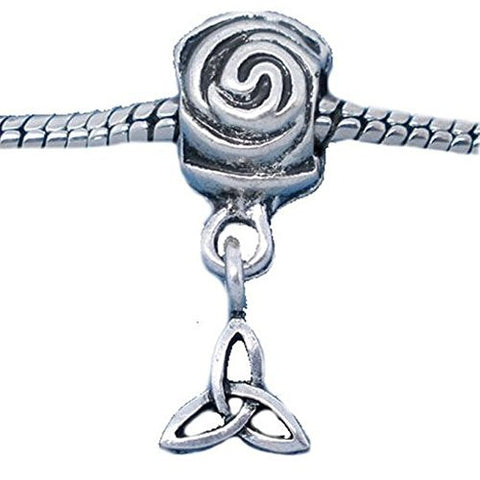 Rose w/ Celtic Knot Dangle European Bead Compatible for Most European Snake Chain Bracelet - Sexy Sparkles Fashion Jewelry - 1