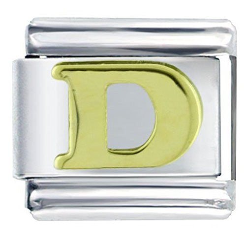 Gold plated base Letter D Italian Charm Bracelet Link - Sexy Sparkles Fashion Jewelry - 1